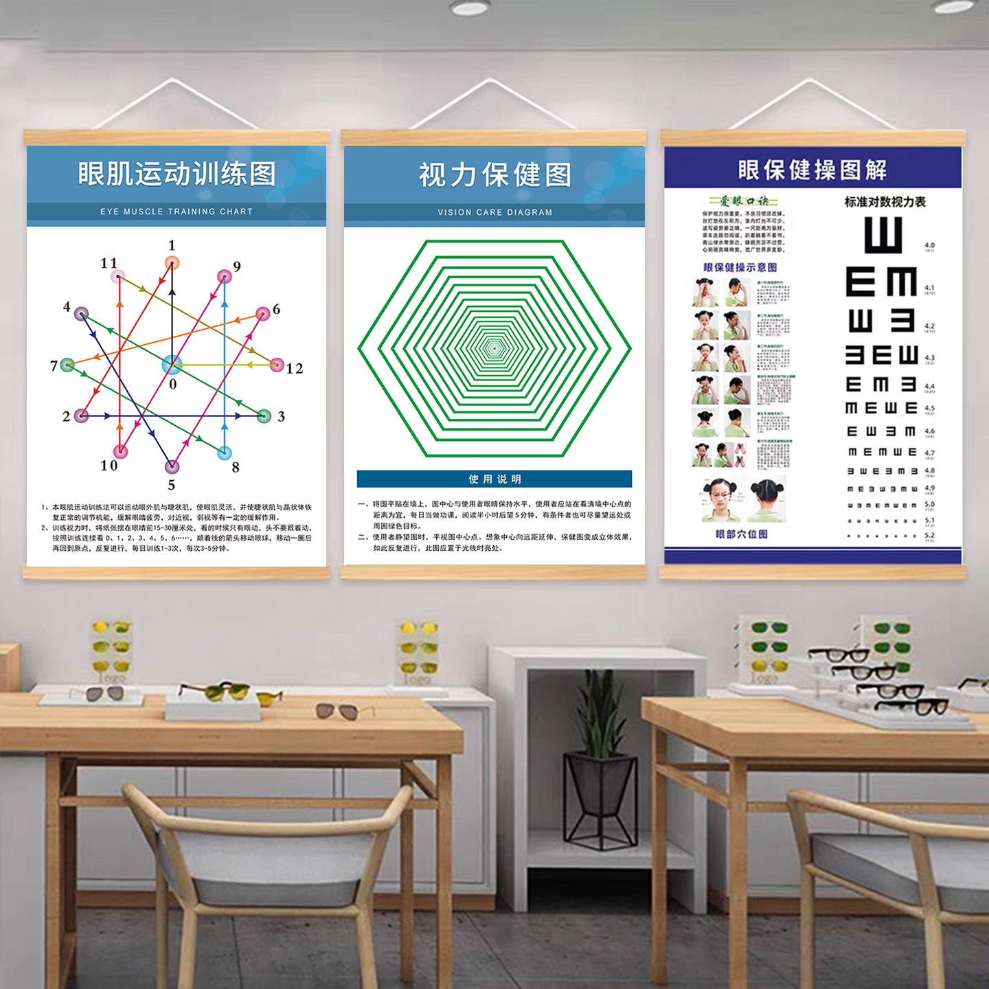 眼肌运动训练眼科医院眼镜店挂画