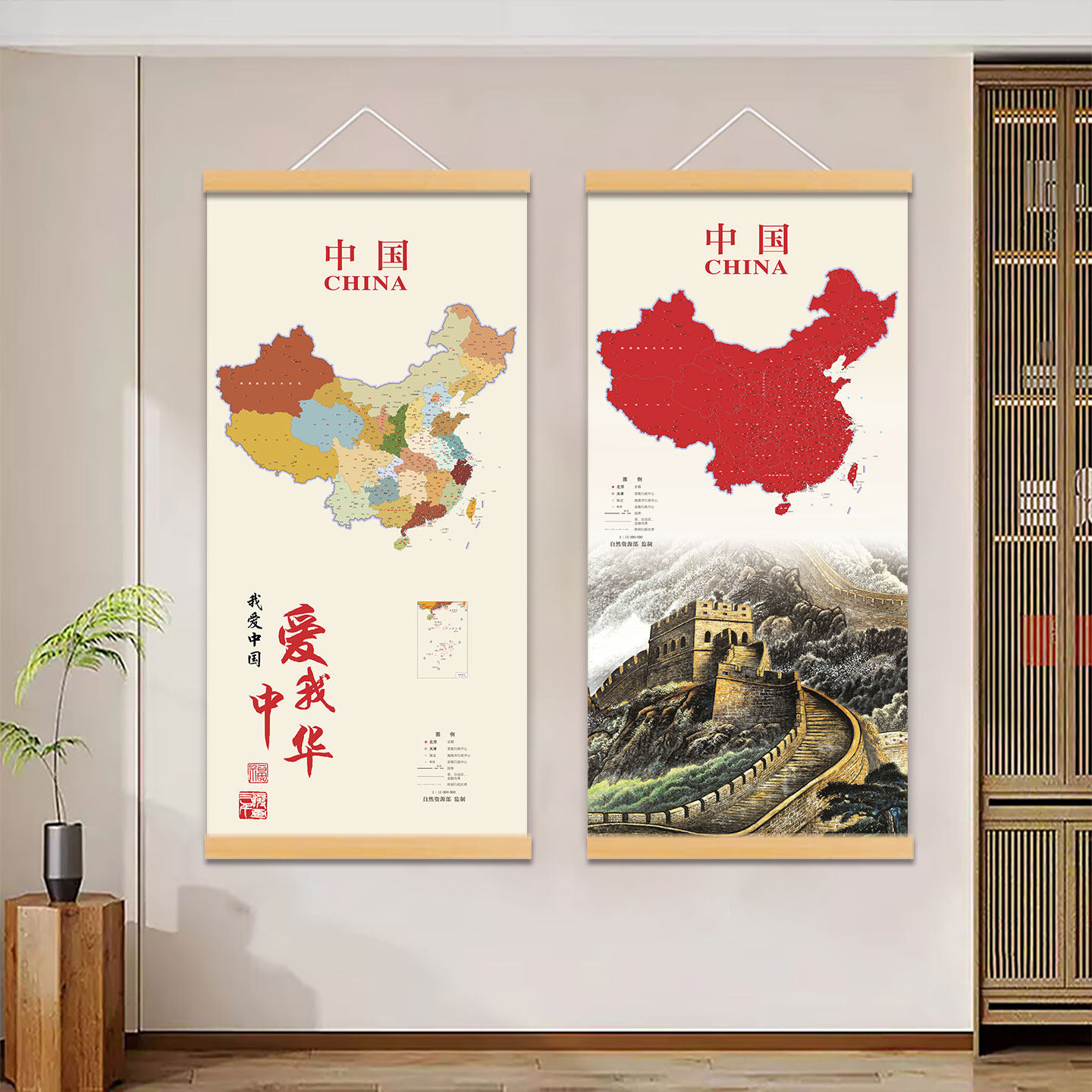 2025年新版中国红色地图办公室书房客厅挂画中堂玄关走廊海报壁画