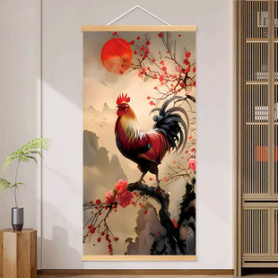 大公鸡镇宅雄鸡招财聚财挂画客厅玄关装饰金鸡报晓寓意好喜庆壁画