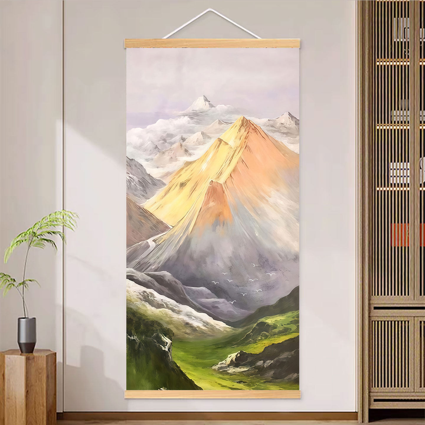 日照金山挂画玄关走廊过道山水画