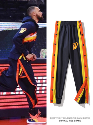 美式排扣裤男全开扣长裤库里运动