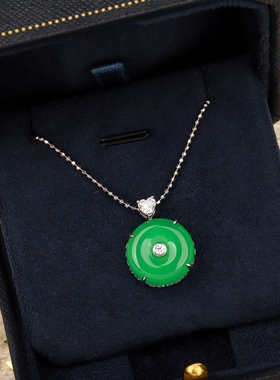 高定绿玉髓平安扣新中式项链】通体925纯银镀K金网红千金富贵颈链