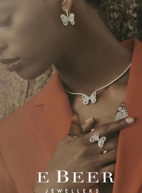 高定千金名媛满钻蝴蝶项链通体925纯银镀K金婚礼奢华气质高级颈链