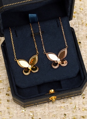 高定滴油珐琅蝴蝶项链】通体925纯银镀金网红名媛千金颈链锁骨链