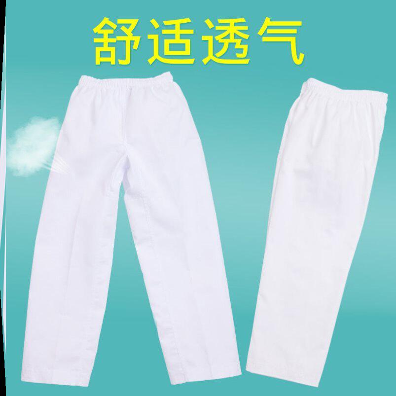 跆拳道裤子白色训练道裤柔术道服短裤长裤儿童成年大学生纯棉男女