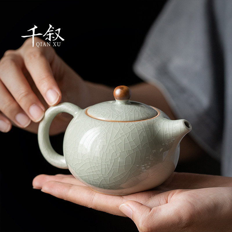 哥窑陶瓷茶壶冰裂釉西施壶泡茶家用会客2026新款过滤茶水分离单壶