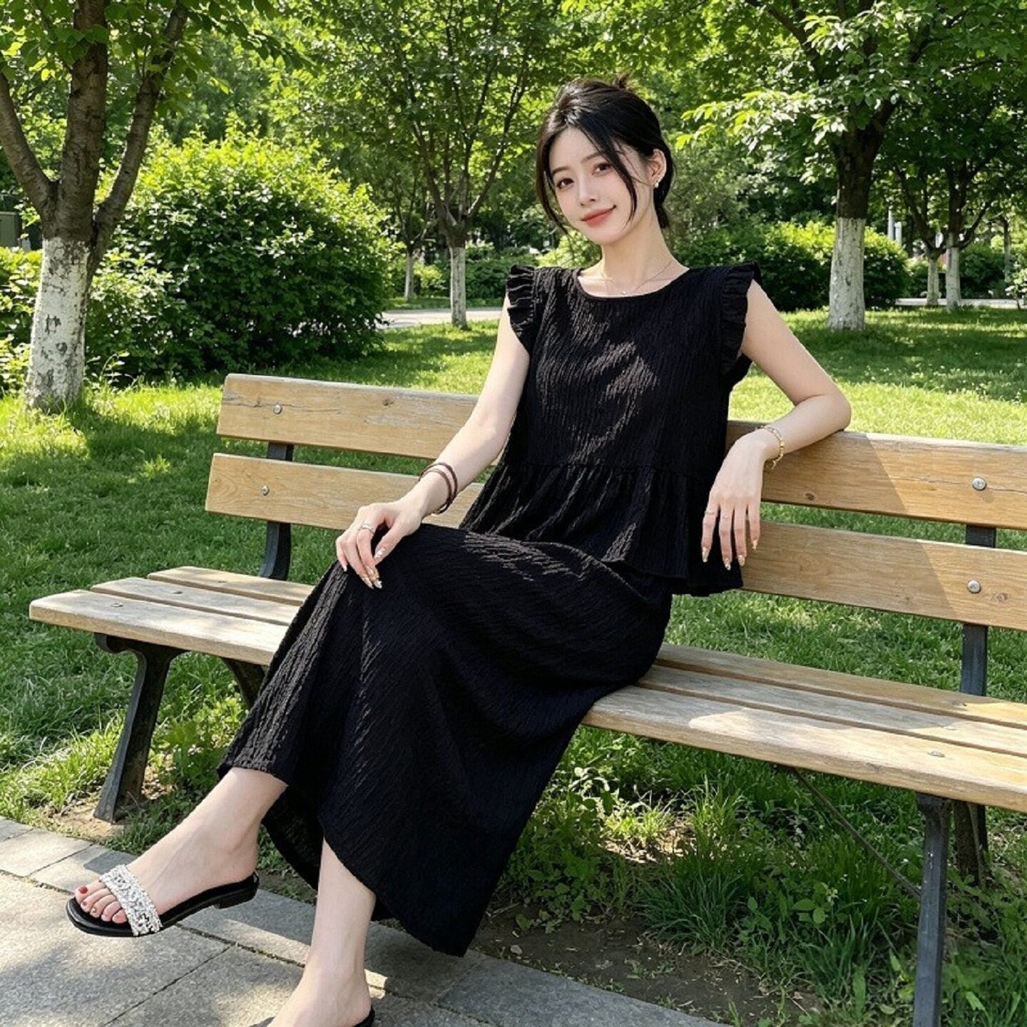 韩版裙两件套夏季新款洋气宽松褶时尚套装