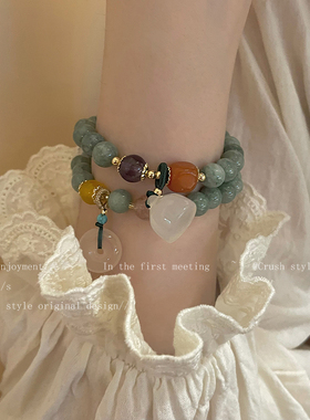 新中式平安扣玉石手链女夏ins小众设计感高级手串2023年新款手饰
