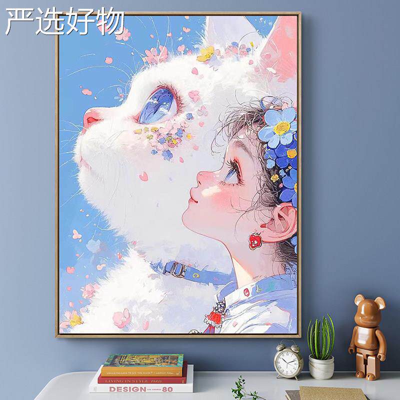 【全国包邮】数字填油卧画高感风景桃花治愈系手工色室装饰画级年