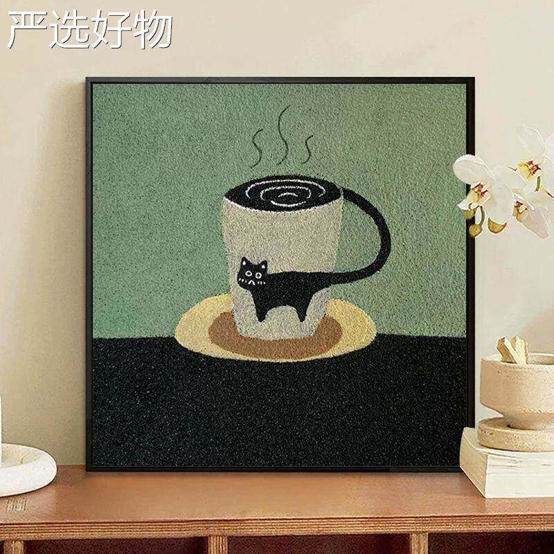 【全国包邮】打众翻啡咖的中猫咪小艺术装饰画客厅古风挂画卡通卧