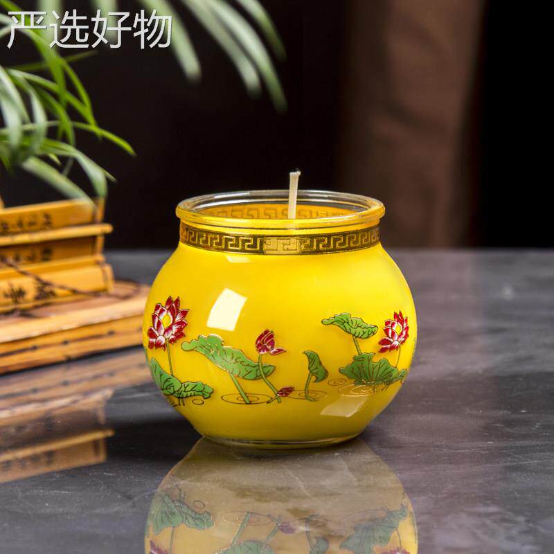 【新疆包邮】玻佛灯牛座油荷灯蜡烛家用璃花灯底烟座无蜡烛牛油灯