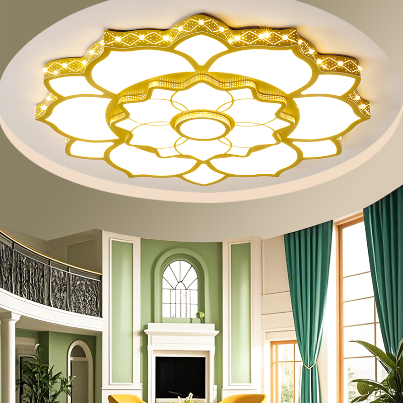 2025年新款大尺寸客厅灯简约现代led会议大堂灯花形主灯智能灯具