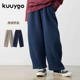 垂感宽松女童休闲长裤 KUUYOO针织夹棉彩点提花裤 中大童秋冬阔腿裤