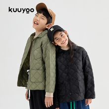 KUUYOO日系夹棉菱格轻薄款棉衣儿童衬衫款棉服中大童男女童上衣