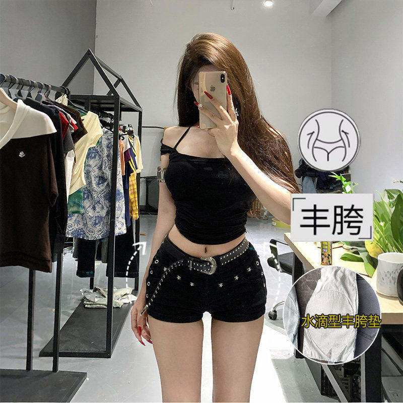 李李服饰低腰铆钉丰胯牛仔超短裤女2025夏季新款紧身显瘦热裤