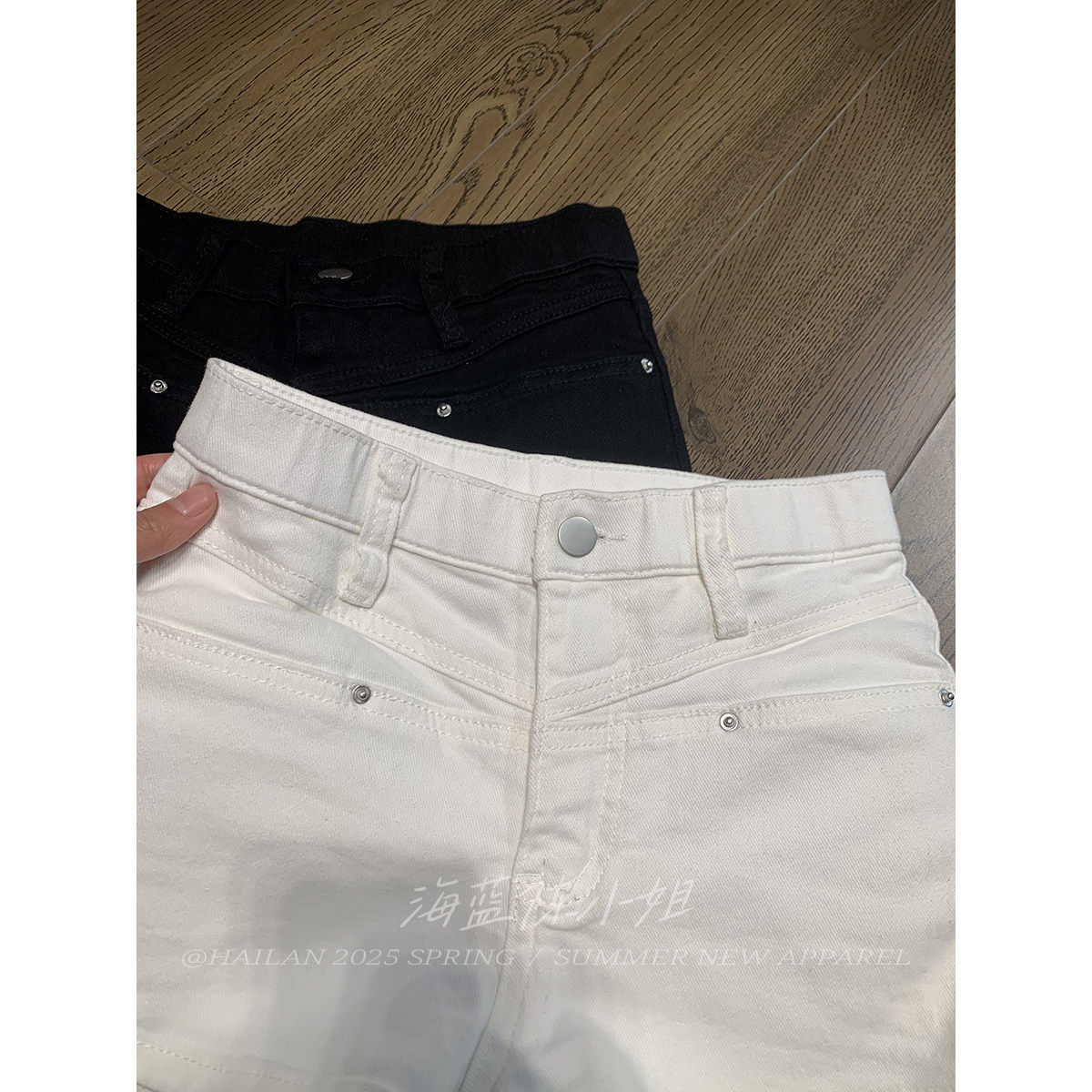自带丰胯垫韩系高腰牛仔