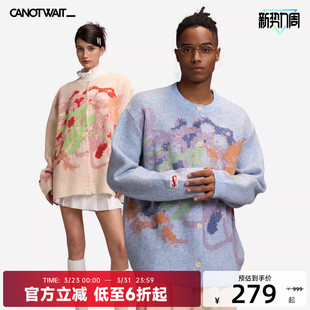 【入会立减20】CANOTWAIT 陈伟霆蜡笔提花毛衣开衫男女外套针织衫