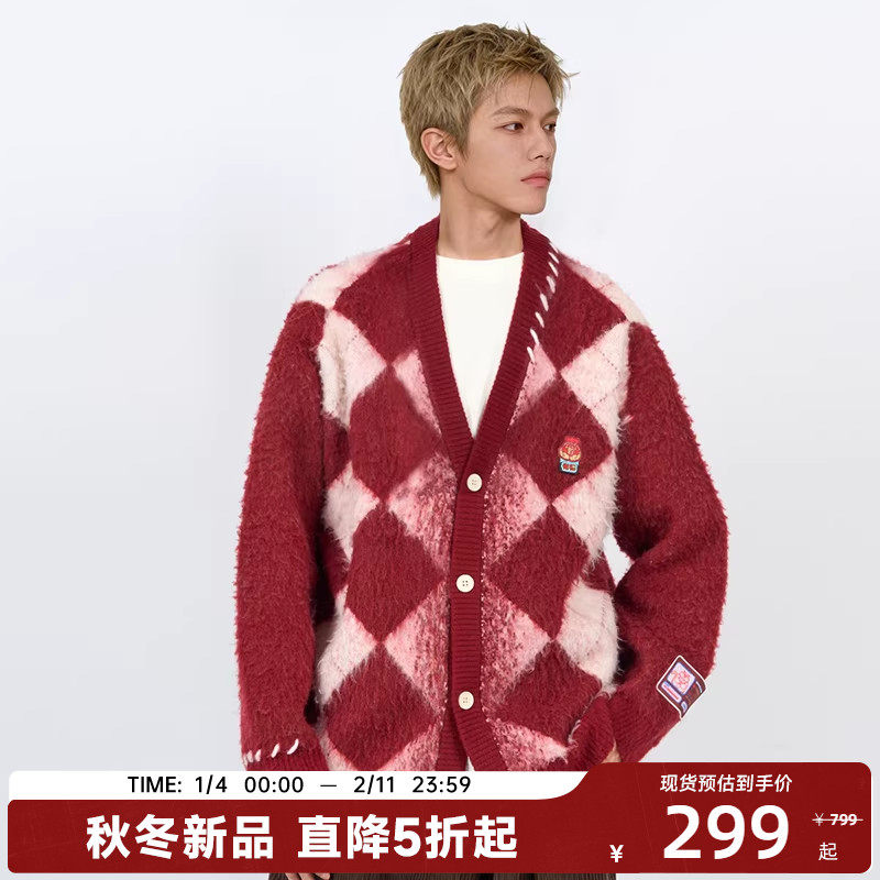 CNW迪士尼疯狂动物城系列菱格毛衣开衫节庆限定含羊毛冬宽松保暖