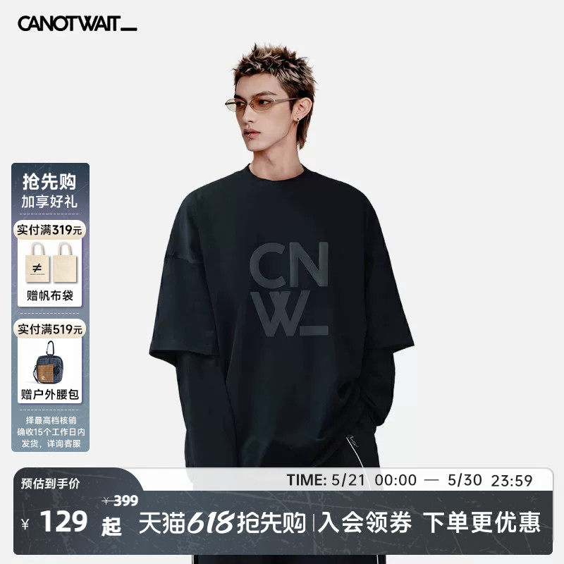 陈伟霆CANOTWAIT立体大logo短袖T恤男士情侣纯棉宽松夏季潮流半袖