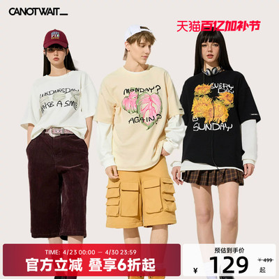 【明星同款】陈伟霆CANOTWAIT一周圆领短袖印花T恤夏季抑菌男女潮