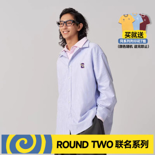 男女秋季 CANOTWAIT 衬衫 TWO联名字母刺绣条纹长袖 休闲百搭 ROUND