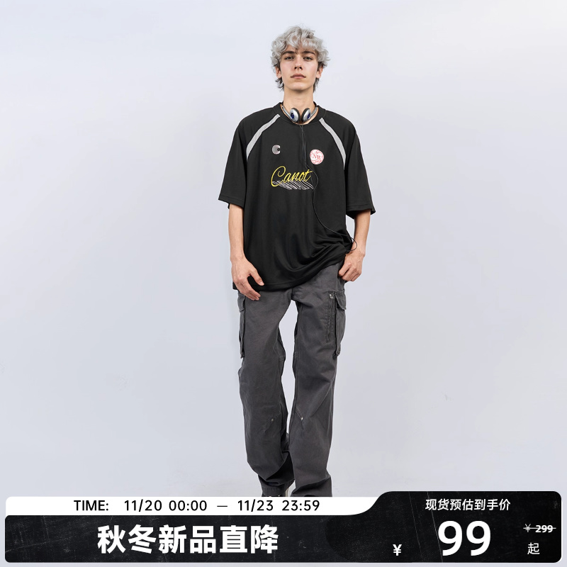 【陈伟霆】CANOTWAIT字母印花短袖2025春夏T恤男女美式blokecore