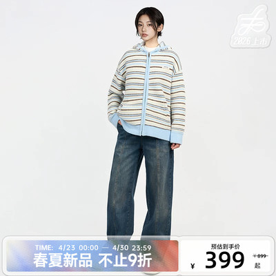 CANOTWAIT 陈伟霆复古做旧感抓绒牛仔长裤潮舒适亲肤立体缝线男女