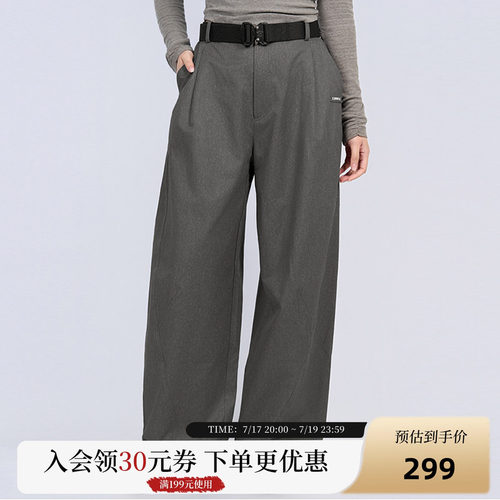 CANOTWAIT 机能卡扣腰带廓形弯刀休闲长裤男女秋冬潮百搭休闲通勤