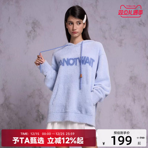 陈伟霆CANOTWAIT 仿貂毛经典LOGO毛衣帽衫宽松男女款百搭青春潮牌