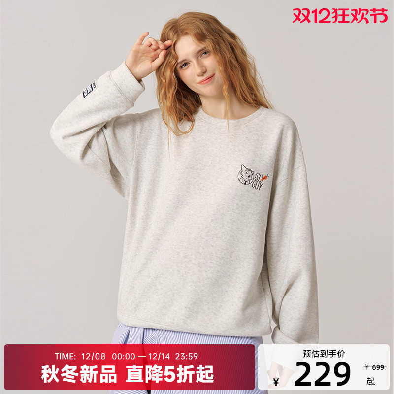 CANOTWAIT_迪士尼联名疯狂动物城系列刺绣圆领卫衣男女2025新款潮