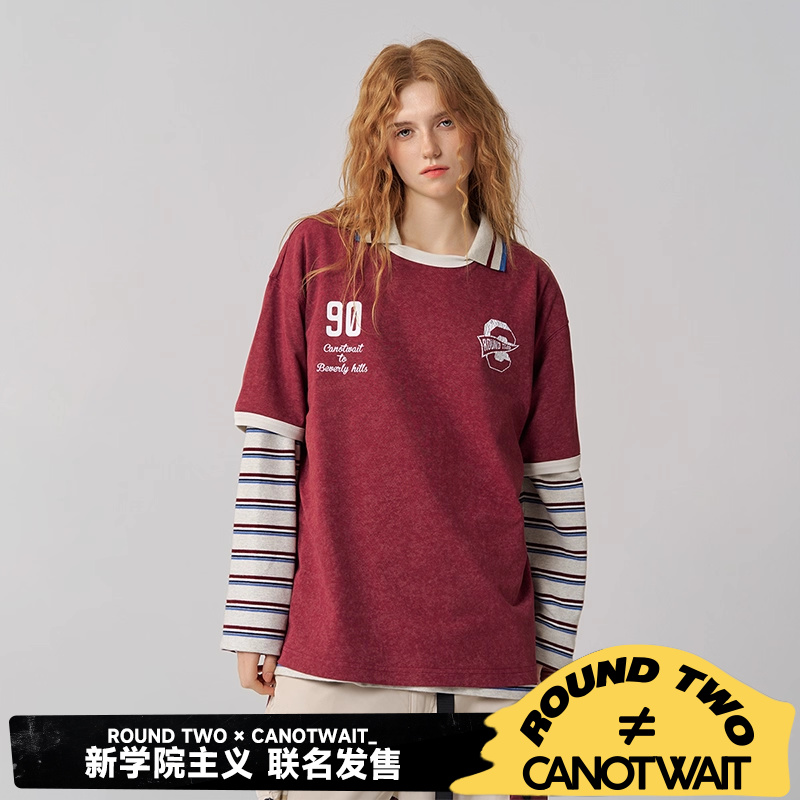 CANOTWAIT 陈伟霆 ROUND TWO联名美式复古印花短袖T恤情侣款潮