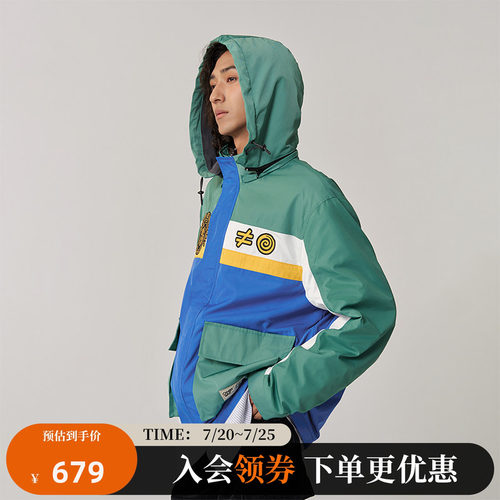 CANOTWAIT ROUND TWO联名拼色摇粒绒抓绒连帽夹克外套冬男女款潮