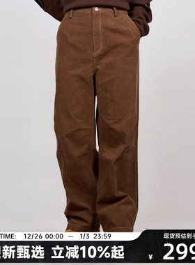 【陈伟霆】CANOTWAIT_S.W.SMILEY联名系列刺绣灯芯绒长裤宽松潮流