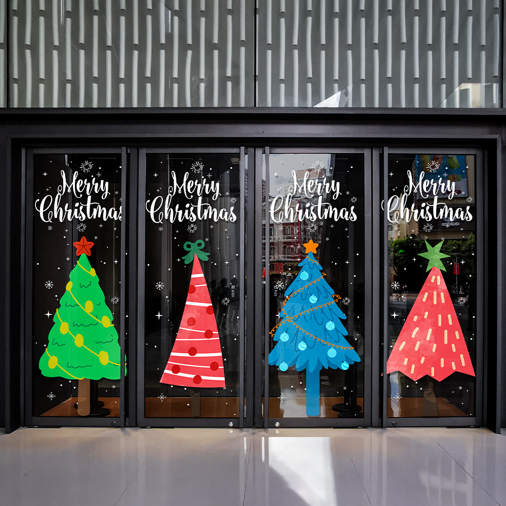 几面圣诞玻璃门静电玻璃贴