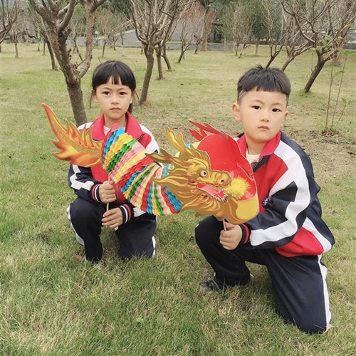 手工剪纸春d节新年中国风儿童小学生舞龙舞狮特色传统礼物艺品i.
