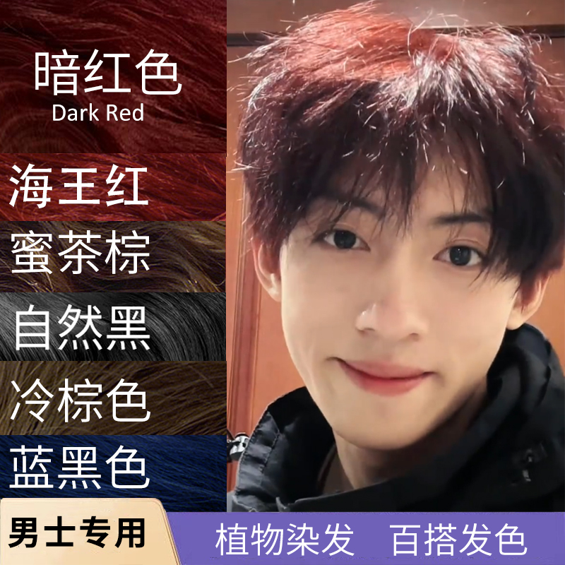 暗红色染发膏学生党树莓红植物免漂阳光下显色男士专用自己在家染
