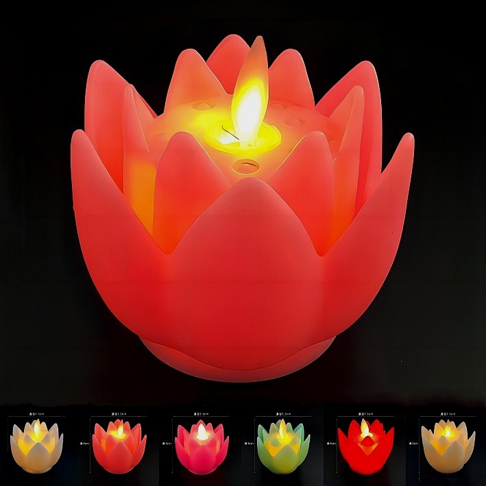 电子莲花灯祈祷供佛荷花灯法事道具长明灯许愿祈福塑料发光蜡烛
