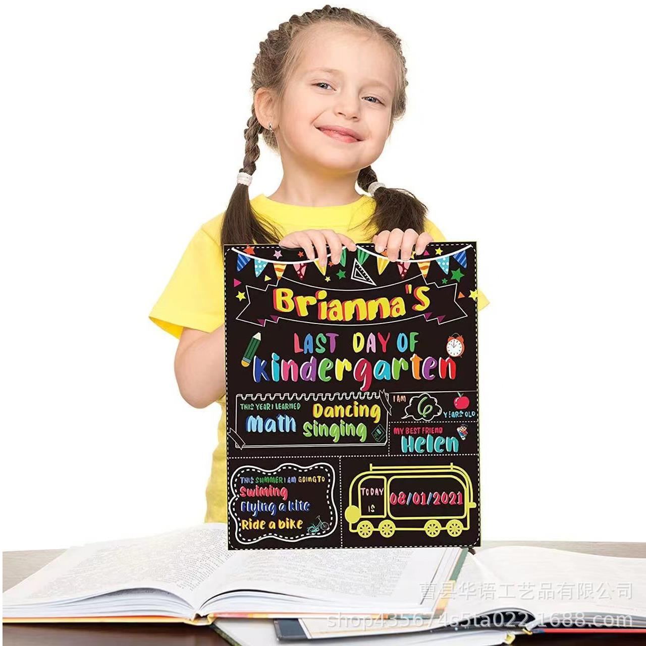 开学季小黑板返校季手举牌拍照道具印刷黑板奶茶店咖啡店装饰木牌