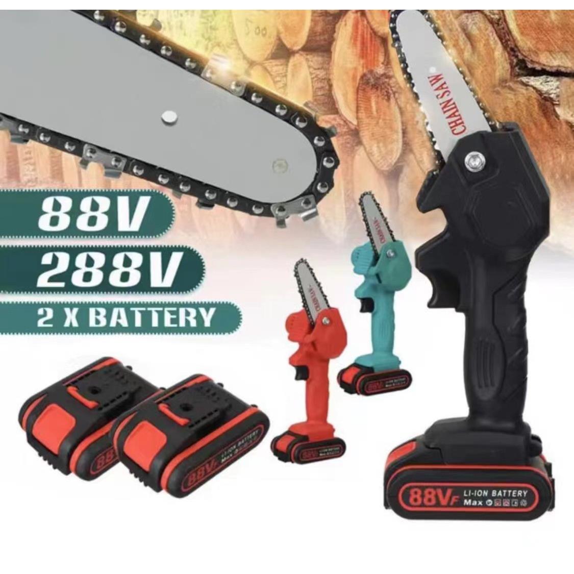 充电式电6寸电链锯小型电动锯木工单手电锯园林伐木 迷你电链锯