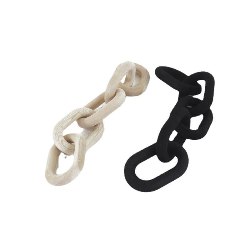 现代简约ins侘寂风手工木质链条家居装饰客厅墙饰电视柜木链挂件