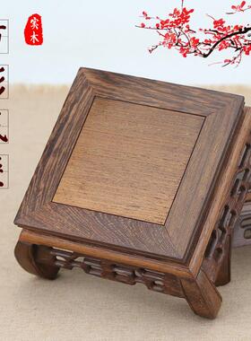 鸡翅木鱼缸花瓶底座正方形花盆景紫砂壶佛像摆件底座木制底架