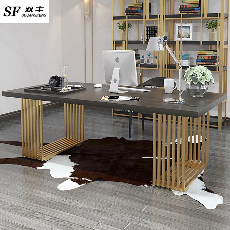 北欧实木办公室多人位电脑桌 公司洽谈会议桌工业风长方形桌椅子