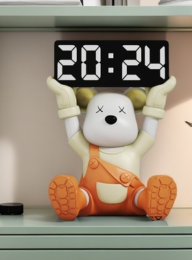 背带熊摆件进门入户客厅玄关装饰