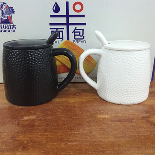 可定LOGO广告创意蜂窝陶瓷水杯 黑白对杯马克杯高尔夫咖啡杯子