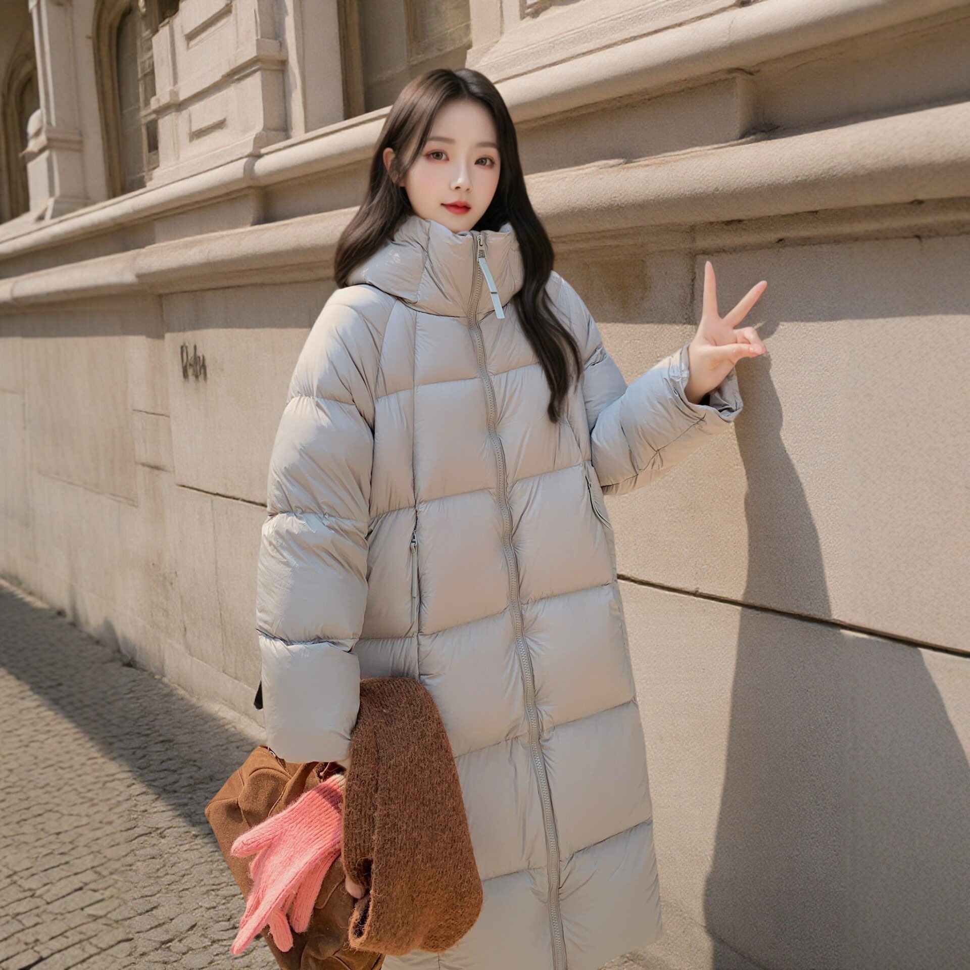 羽绒服女冬季2024新款中长款白鹅绒高级感长款连帽外套加厚保暖冬