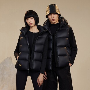 黑金羽绒服白鹅绒嘉兴平湖马甲短款外穿2024新款情侣男女宽松短款