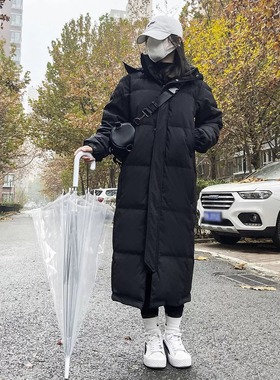 冬季90白鸭绒嘉兴平湖中戏羽绒服女过膝长款外套加厚平湖防风黑色