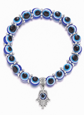 Blue Evil Eye Bracelet Hand of Fatima Turkey Thousand Eyes