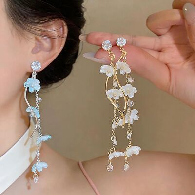Graceful Resin Flower Pendant Earrings for Women Sparkling