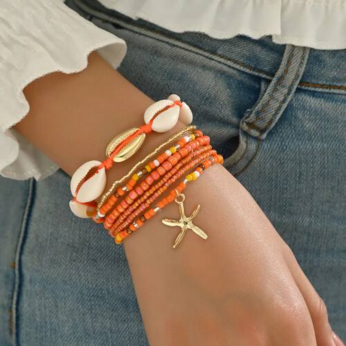 7Pcs/Set Bohemian Shell Beaded Woven Bracelet Starfish Rice